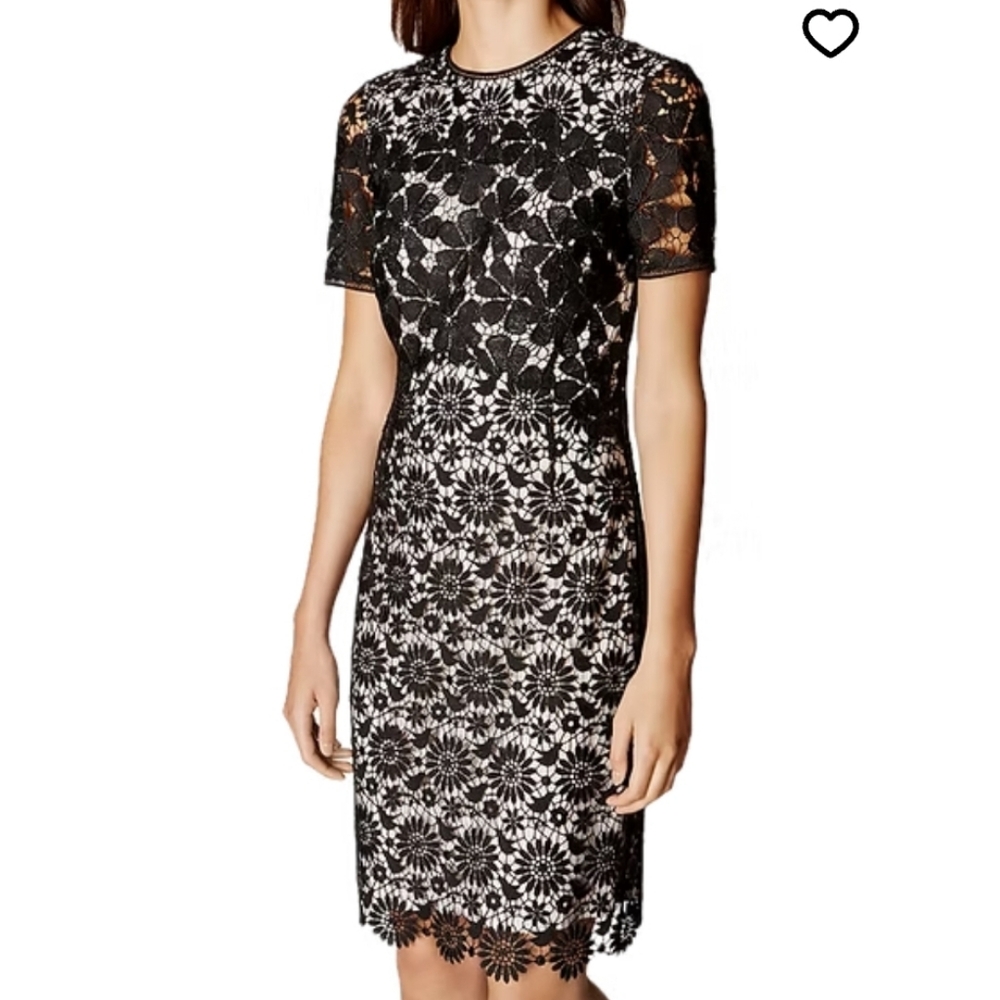 Karen Millen Black and White Lace Midi Dress - Picture 3 of 16